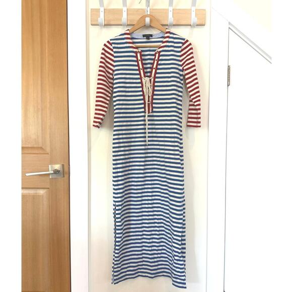 J. Crew Striped Nautical Maxi Dress Red & Blue - XS/S - Picture 3 of 8